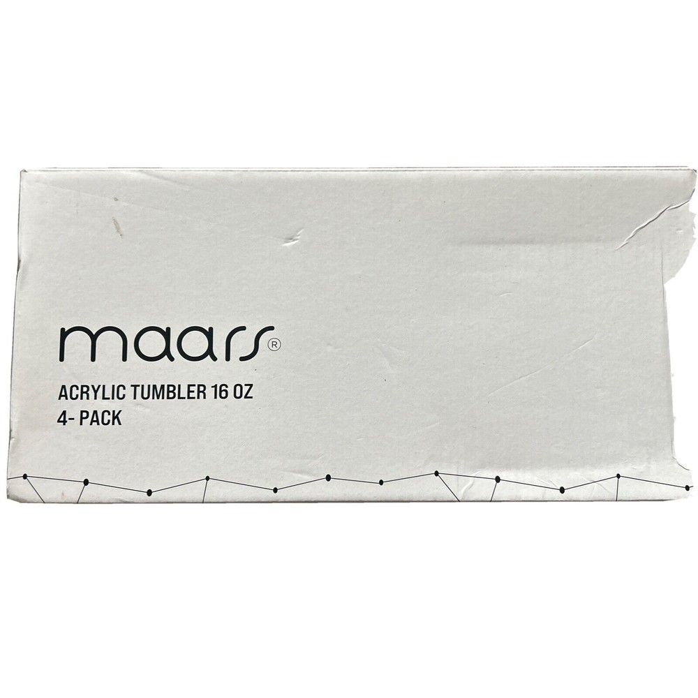 Maars 4 Pack 16oz Acrylic Double Wall Tumbler With Straw